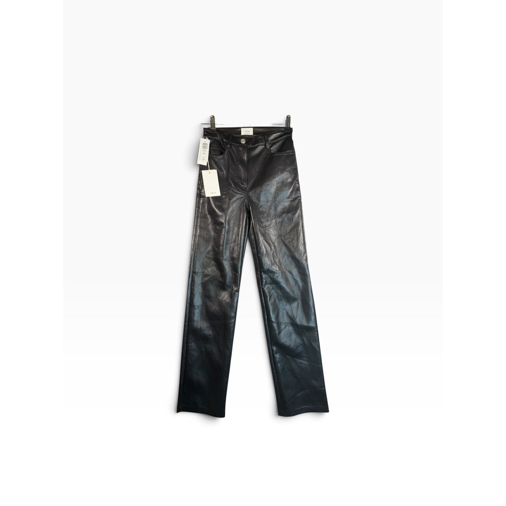 Aritzia Wilfred Melina Black Vegan Leather High Waisted Straight Leg Pants 00